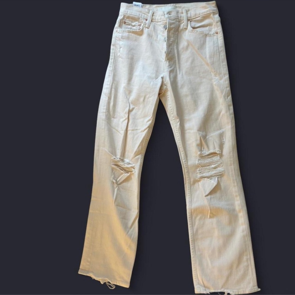 Mother Superior Distressed Cream Jeans